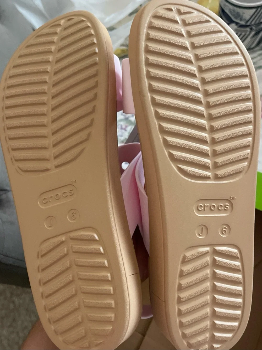 CROCS kids brooklyn Pastel Pink Slingback Platform Sandals junior 6